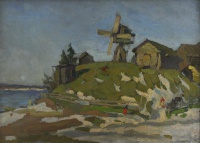 Петров С.И. Север. Пейзаж с ветряной мельницей. 1912